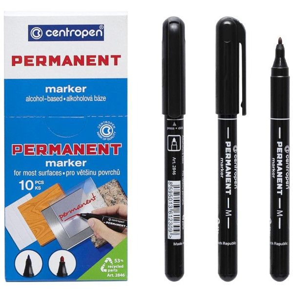 2846 Маркер CENTROPEN, чорний,червоний тонкий 1мм
