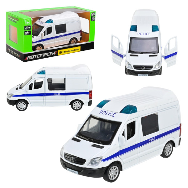 4382 Машина металева АВТОПРОМ 1:53 Mercedes-Benz Sprinter, відчиняються двері