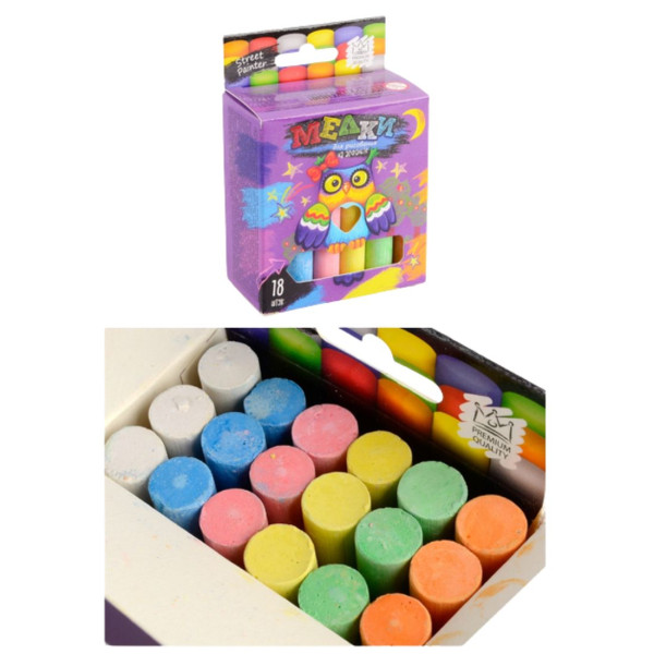 Крейда для малювання на асфальті 18 шт Danko Toys
