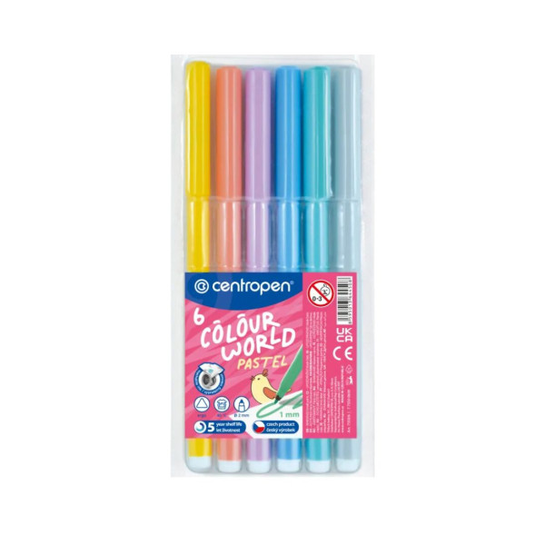 7550-0609 Фломастери  PASTEL 6кол Centropen