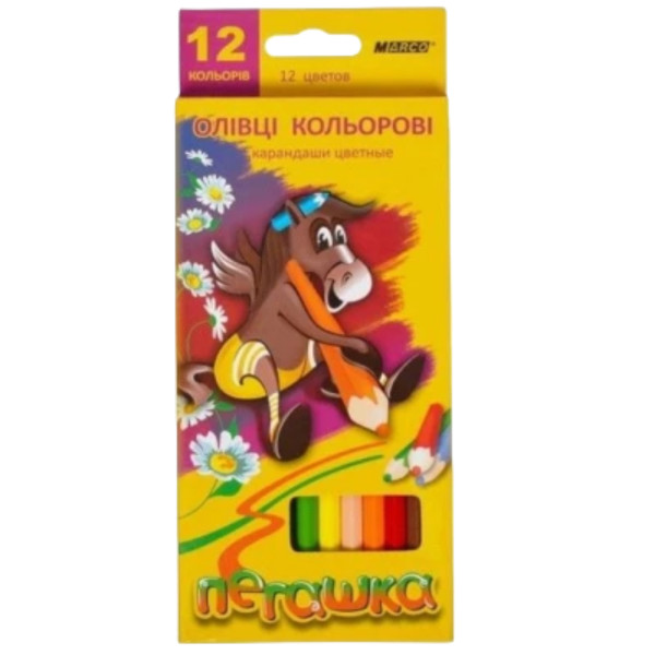 1010-12СВ Олівці кольорові 12 кол.  Пегашка Marco
