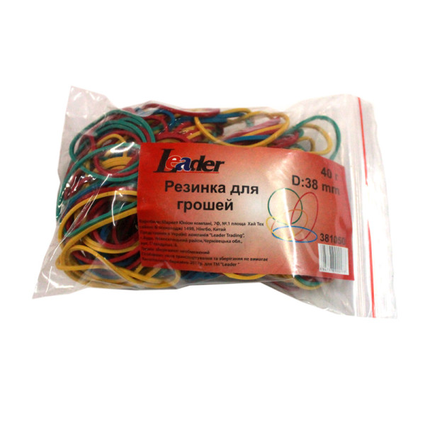 381050 Гумка для денег 40г кольорова Leader