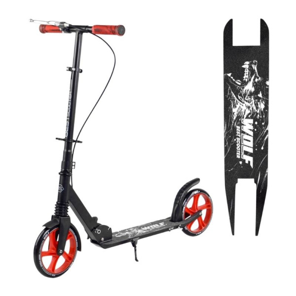 18342 W Самокат двоколісний Best Scooter колеса PU 200 мм, амортизатор, ручне гальмо, в коробці