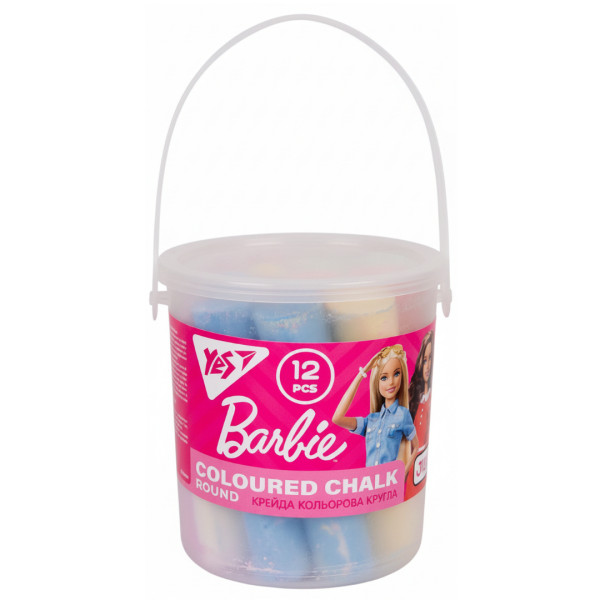 400454 Крейда кольорова YES Barbie 12шт  Jumbo в відрі