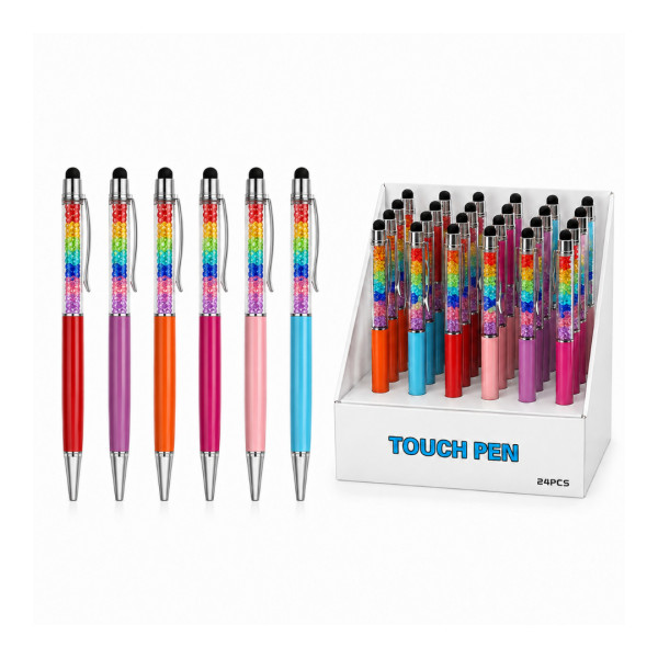 472 Ручка кулькова Touch pen стілус зі стразами латунь