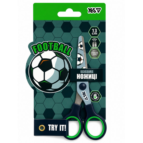 480488 Ножиці YES Football 13 см з принтом на лезі