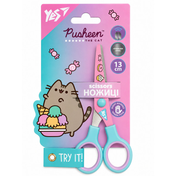 480437 Ножиці YES Pusheen 13 см, з принтом на лезі