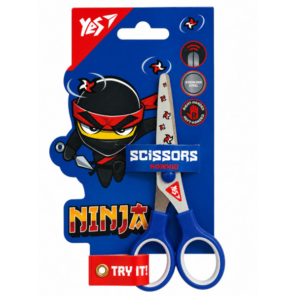 480427 Ножиці YES Ninja 13 см, з принтом на лезі