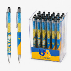 274-UA  Ручка кулькова Touch pen стілус зі стразами патріотична