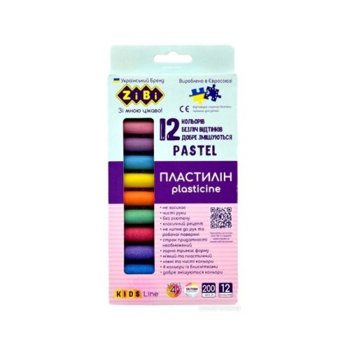 6240 Пластилин PASTEL 12 цветов, 200 грамм