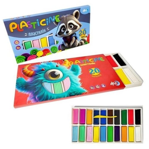 832485 Пластилин 20 (16+4) цветов,400г Hipe