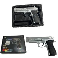 8 W/B Пистолет игрушечный на шариках металл в коро