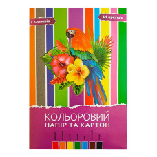 852230 Набір картон кольоровий + кольоровий папір А4 14 аркушів
